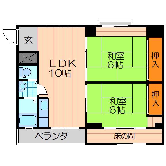 大和田コーポ(2DK/3階)の間取り写真