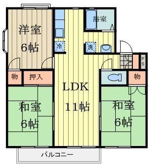 セジュール武蔵野(3LDK/2階)の間取り写真
