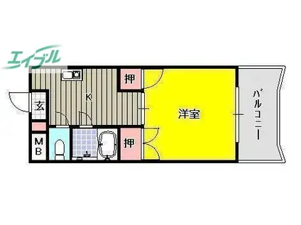 シャトレハイツ大元(1K/3階)の間取り写真