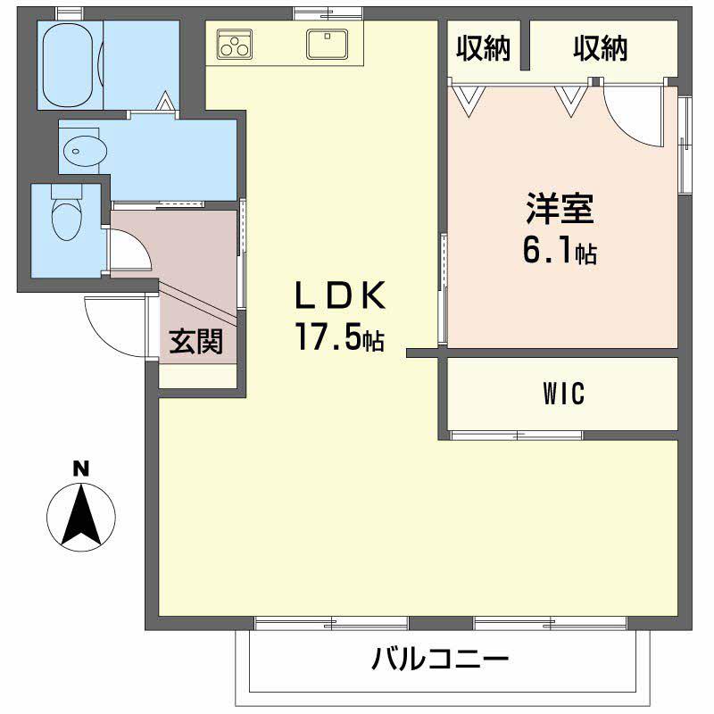 ラ・パルテール壱番館 輝(1LDK/2階)の間取り写真