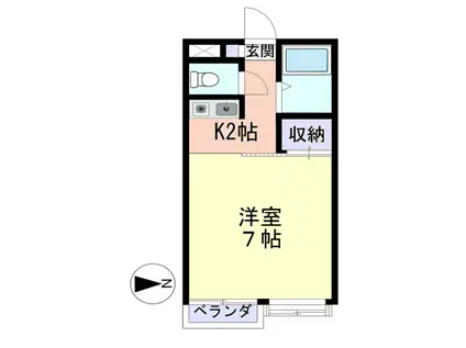 ウイングコート(ワンルーム/2階)の間取り写真