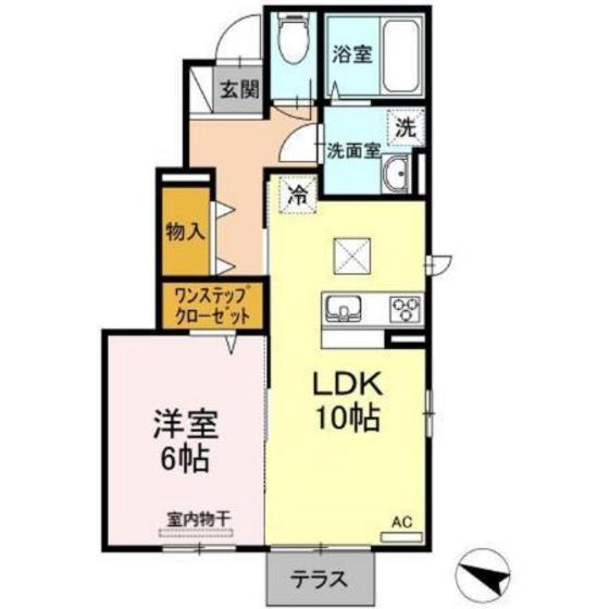 ＪＲ山陽本線 寺家駅 徒歩14分 2階建 築9年(1LDK/1階)の間取り写真