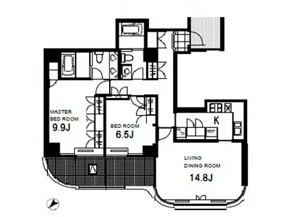 御殿山トラストコート(2LDK/20階)の間取り写真