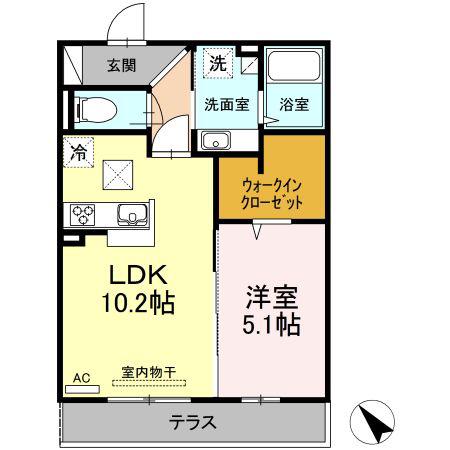 ブショーフレーグランス(1LDK/1階)の間取り写真