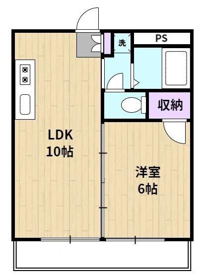 権藤ビル(1LDK/2階)の間取り写真