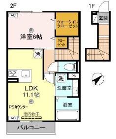 AMULETTE NEXIA COURT(1LDK/2階)の間取り写真