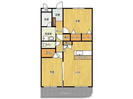 メゾン学園通(2LDK/1階)の間取り写真