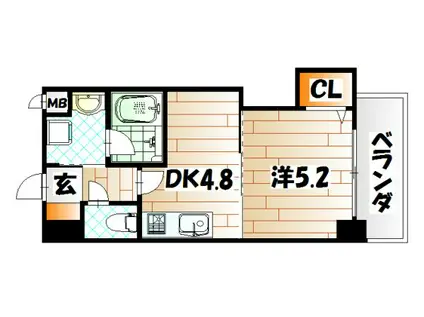 THE SQUARE PLATINUM RESIDENCE(1DK/10階)の間取り写真