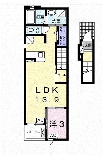 ＪＲ東海道本線 穂積駅 徒歩13分 2階建 築3年(1LDK/2階)の間取り写真