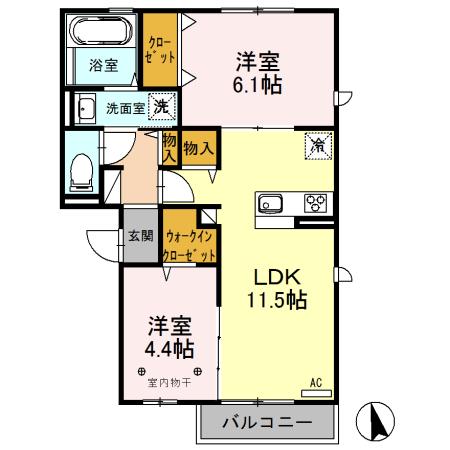 パークハイム(2LDK/2階)の間取り写真
