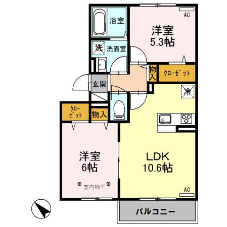 GEMINI(2LDK/3階)の間取り写真