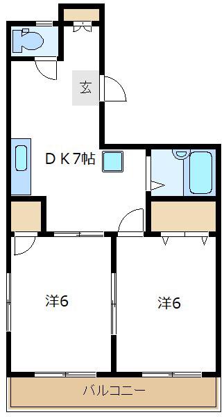 吉田ビル(2DK/2階)の間取り写真