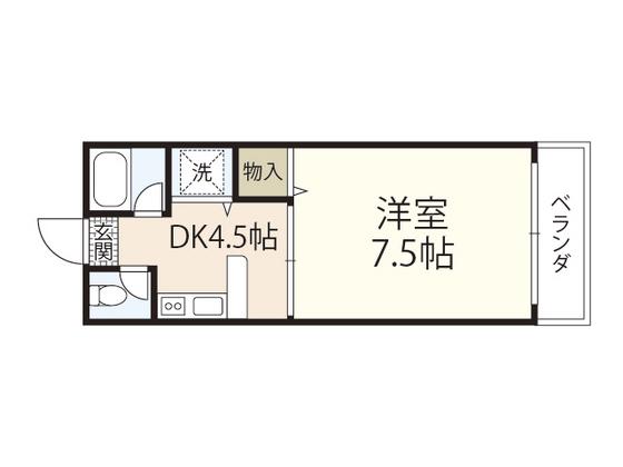 プレア21(1K/4階)の間取り写真