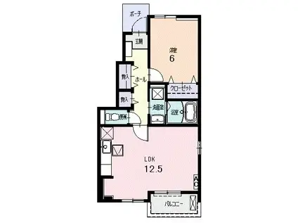 トム・ハウスA(1LDK/1階)の間取り写真