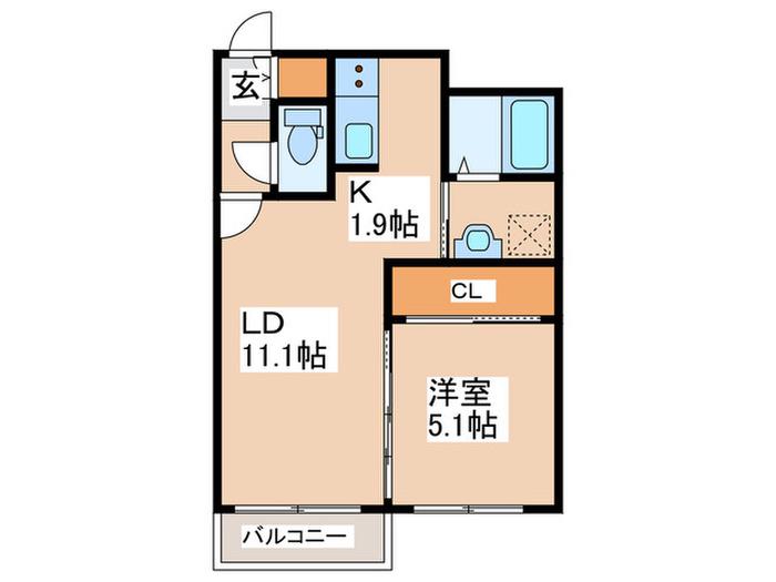 ALOHA(1LDK/1階)の間取り写真
