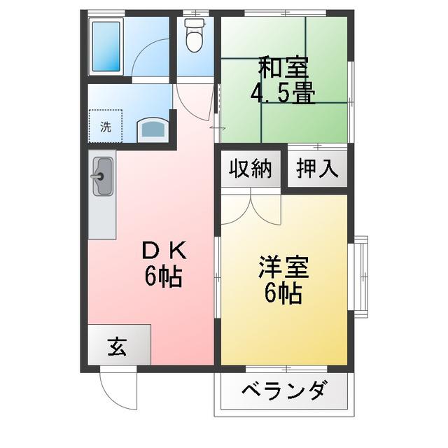 コーポ泉(2DK/2階)の間取り写真