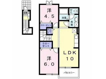 ラモードパレ・ハシバ(2LDK/2階)の間取り写真