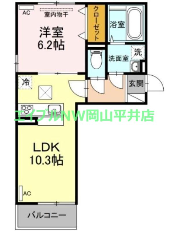 ヴィクトワール(1LDK/1階)の間取り写真