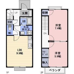 さくら館B棟 林(2LDK/1階)の間取り写真