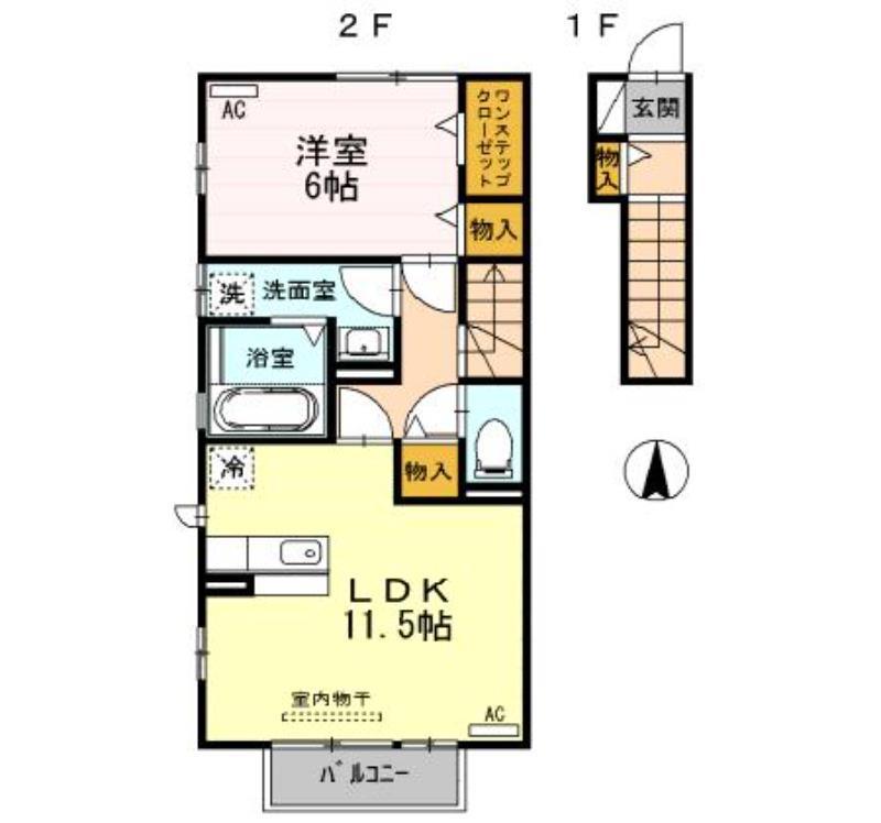 D-ROOM萩原(1LDK/2階)の間取り写真