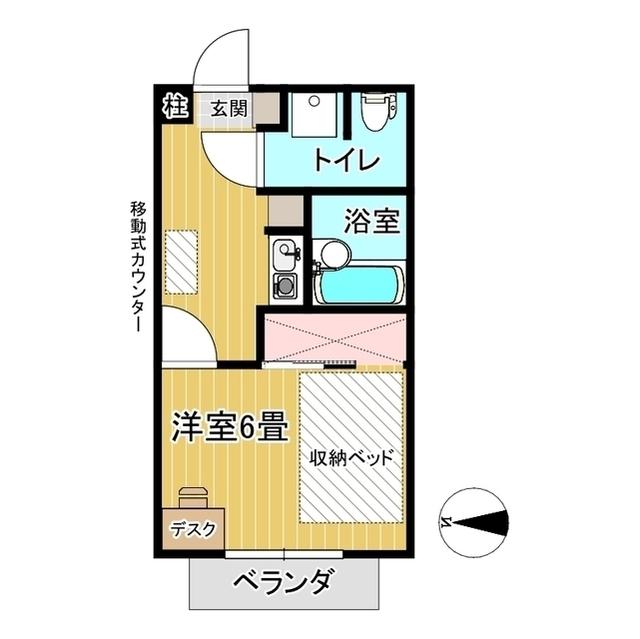 ホワイトプラムII(1K/1階)の間取り写真