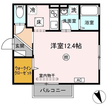 グリーンシュトラール(ワンルーム/1階)の間取り写真