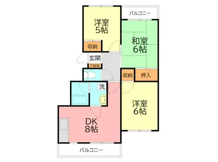 グリーンマンションテラ(3DK/2階)の間取り写真