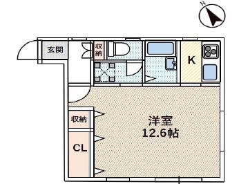 サーフテラス(1K/2階)の間取り写真