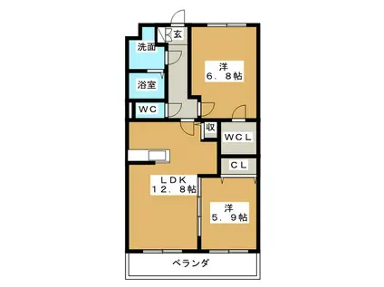 グランストーク上伝馬(2LDK/3階)の間取り写真