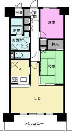 プリムベール南浦和(2LDK/4階)の間取り写真