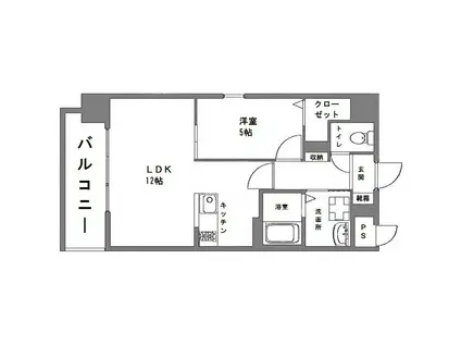 シュシュ天神(1LDK/5階)の間取り写真