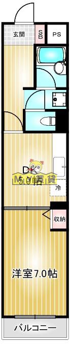 アーバンライフ金山II(1DK/7階)の間取り写真