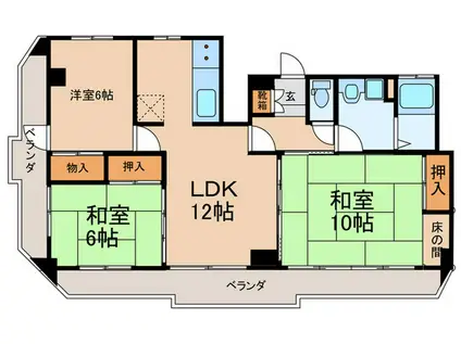 コーポ川井(3LDK/5階)の間取り写真