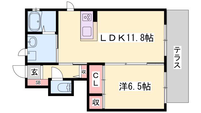 MAST COURT下滝野(1LDK/1階)の間取り写真