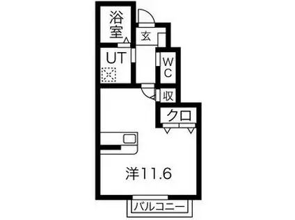 プリエール ヴェリテ(1K/1階)の間取り写真