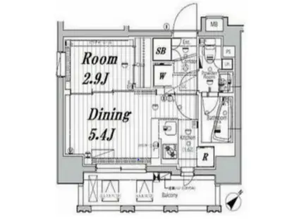 メイクスデザイン入谷アジールコート(1DK/5階)の間取り写真