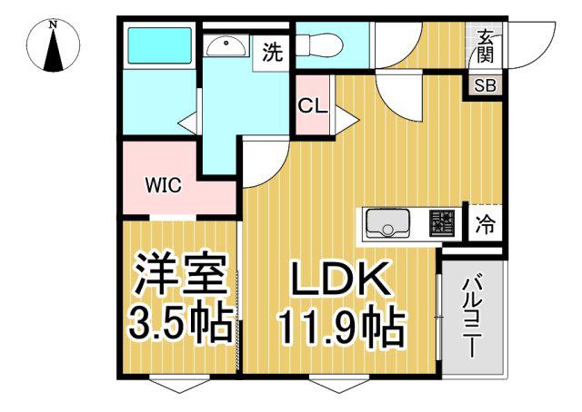 REGALEST川西3(1LDK/1階)の間取り写真