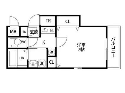 シンプルライン天神尾(1K/3階)の間取り写真