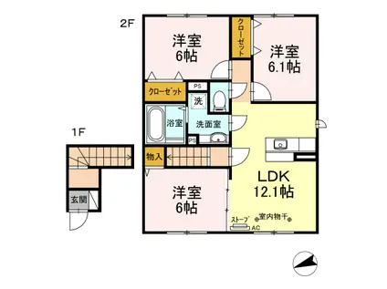 アルページュ(1LDK/2階)の間取り写真