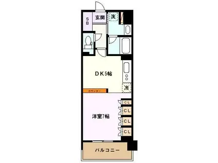 スパシエルクス西川口(1DK/9階)の間取り写真