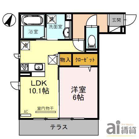 メゾン茶々(1LDK/1階)の間取り写真