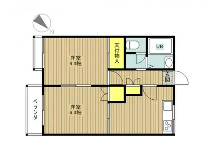 グランハイム東岩槻B棟(2DK/2階)の間取り写真