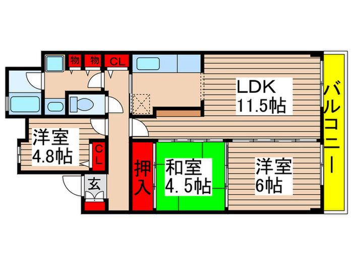 ラポール観山(3LDK/7階)の間取り写真