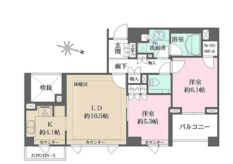 パークハウス中目黒(2LDK/4階)の間取り写真