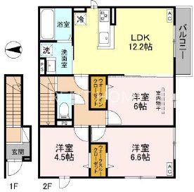 トリシア東太子(3LDK/2階)の間取り写真