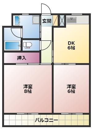 ゼフィール(2DK/5階)の間取り写真