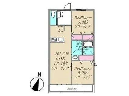 CHOUETTE(2LDK/2階)の間取り写真