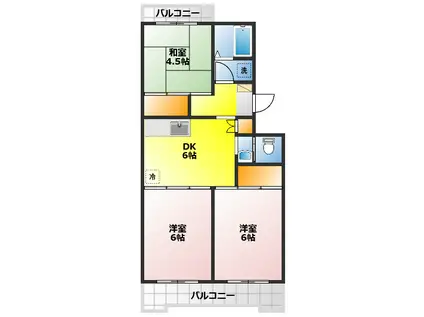 サンロワール川越(3DK/2階)の間取り写真