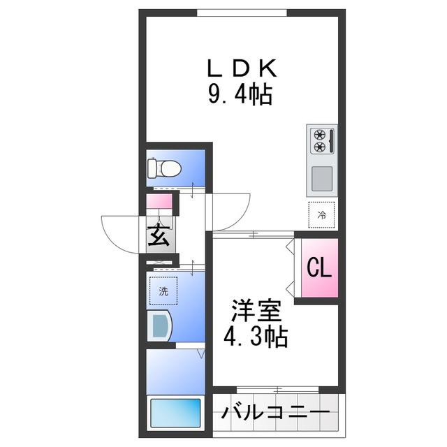 D.CREART松原FELIZ(1LDK/1階)の間取り写真