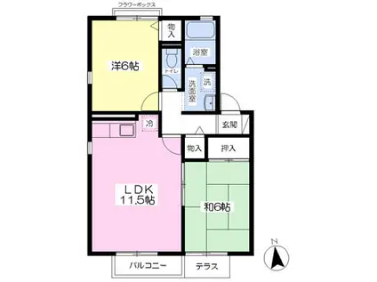 セジュール星が丘(2LDK/1階)の間取り写真